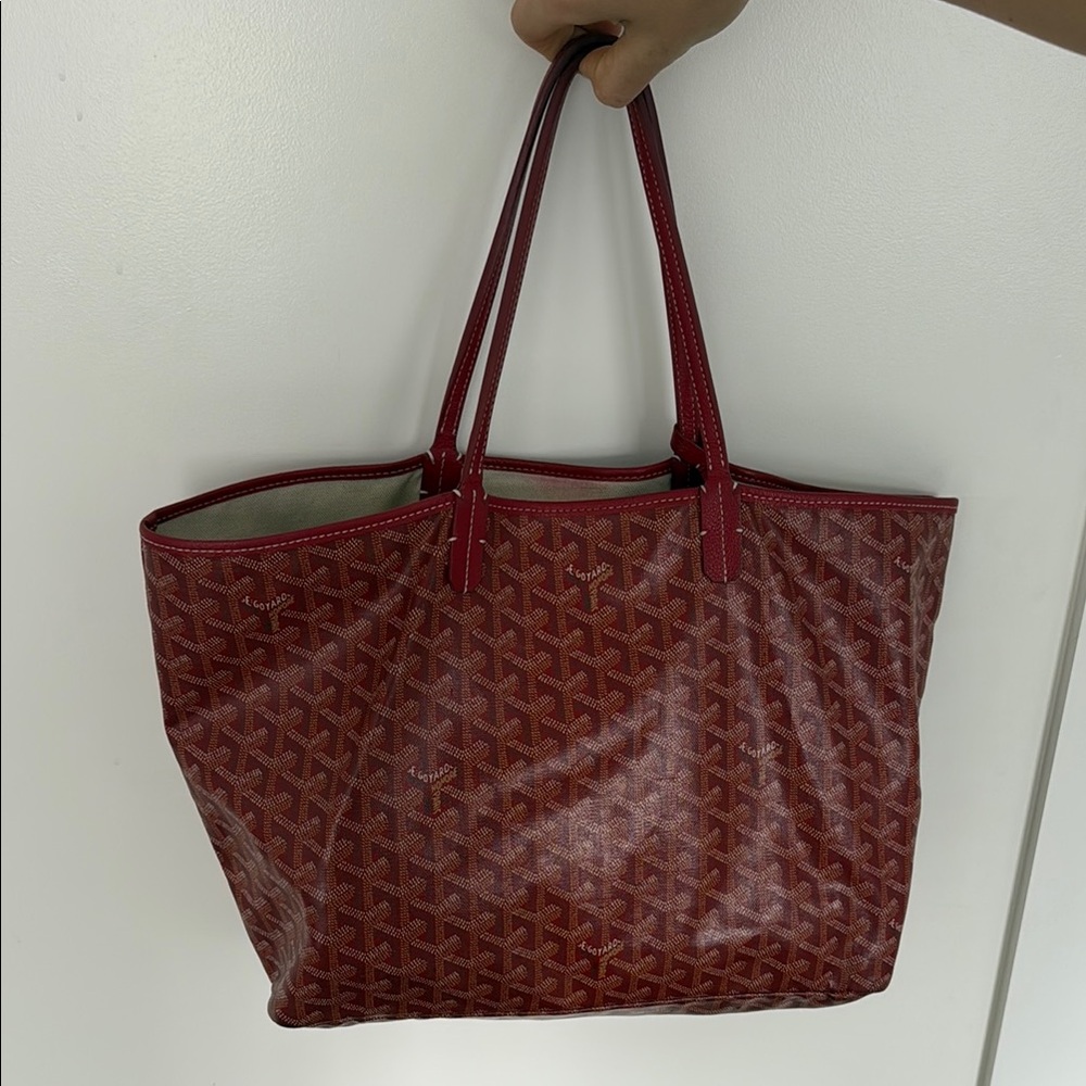 GOYARD Red Geometric Tote Bag medium size.